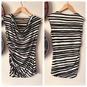 LIKE NEW ZEBRA-striped cowl neck blouse